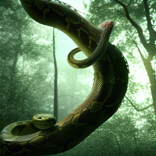 a snake on a tree, octane render