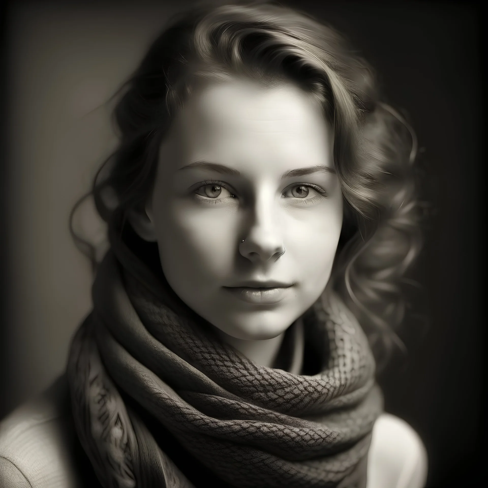 a young woman with scarf