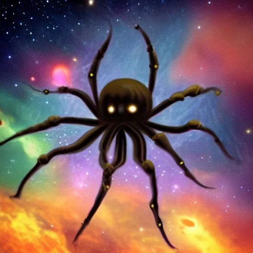 Giant Cosmic ethereal nebulous stellar spider, realistic