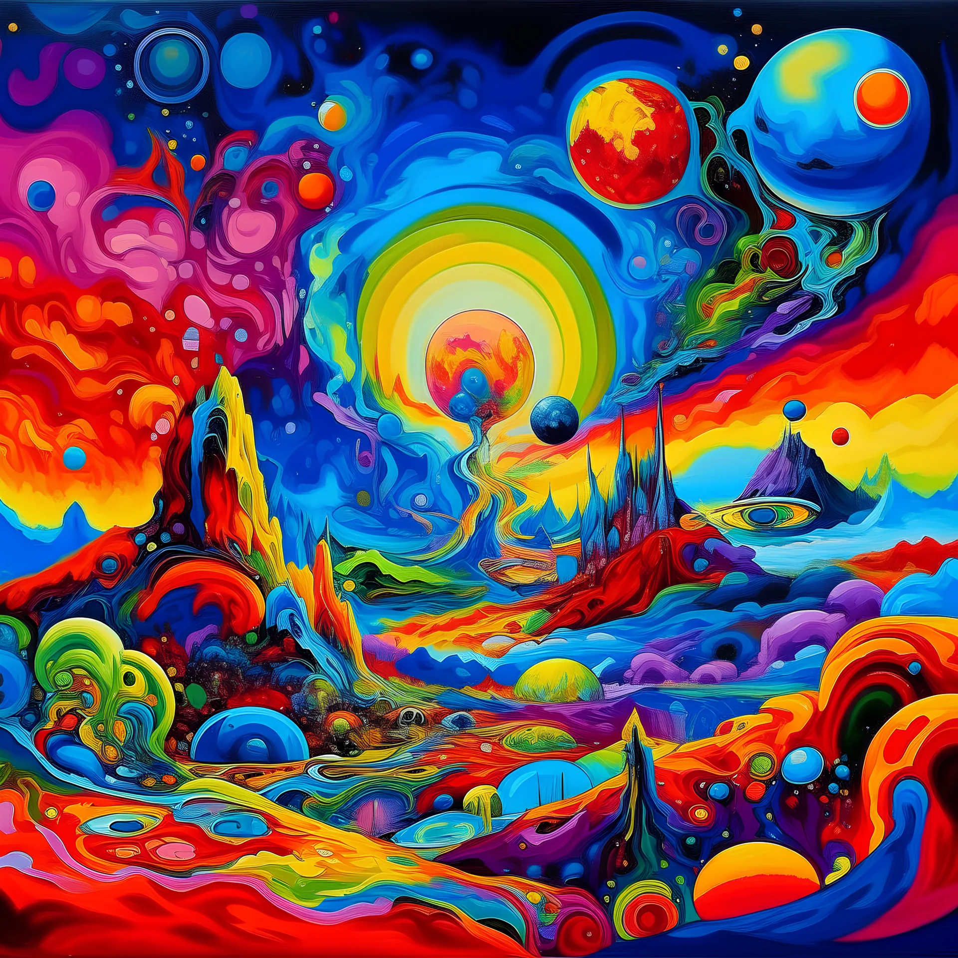 make an inpresionism painting of psychedelic niverse