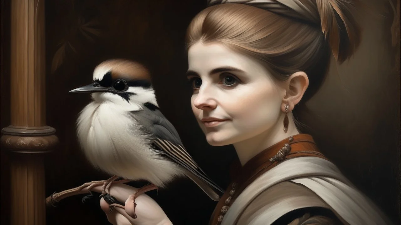 The portrait of a woman with a white-throated bushtit, Roberto Ferri, captures the delicate beauty of nature's creatures. The intricate details in the painting bring both the woman and the bird to life, showcasing Ferri's exceptional talent in capturing emotion and allure on canvas.