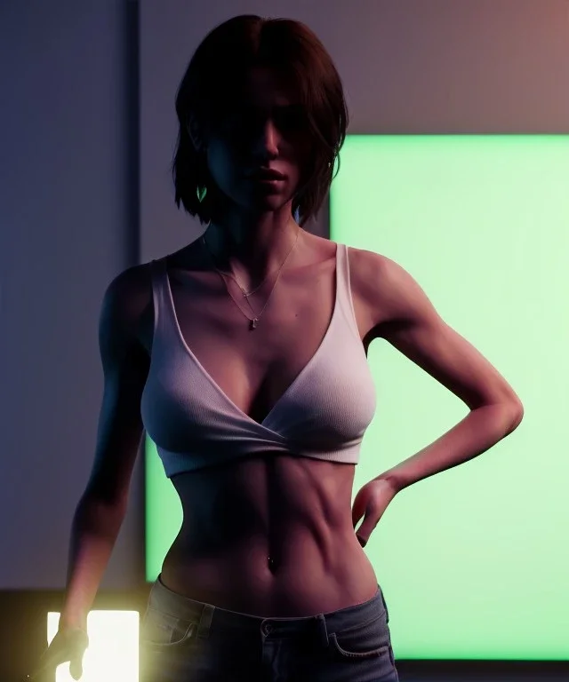 Ultra Realistic image, photo studio, medium shot view, woman making the fuck off gesture, soft color, highly detailed, unreal engine 5, ray tracing, RTX, lumen lighting, ultra detail, volumetric lighting, finely drawn, high definition, high resolution.