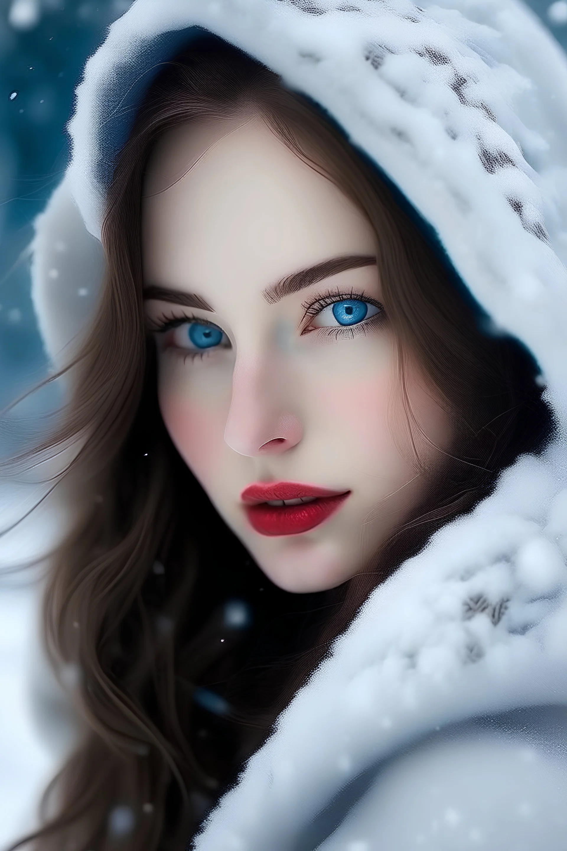 snow beautiful lady