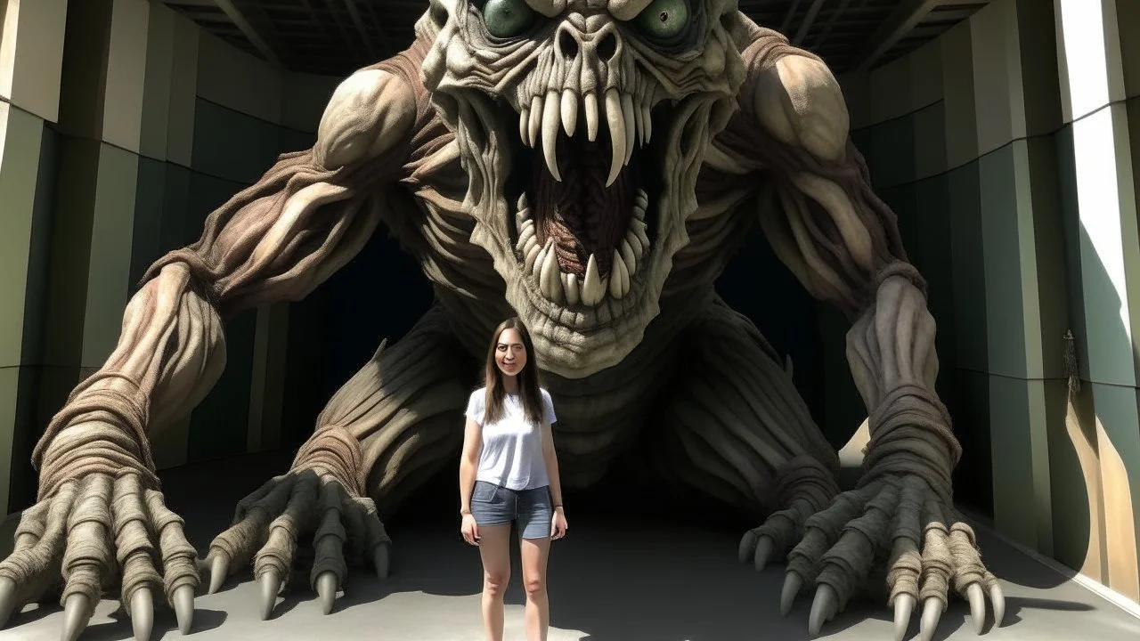 شخص واقف امام وحش مخيف للسفر عبر الزمن