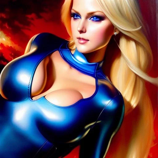 fullbody portrait 'beautiful blonde Sexy massiveboobs Cammy',wearing skintight latex suit,hyperrealistic skin,Hypewrrealistic crystal clear Blue eyes,painting by gaston bussiere, greg rutkowski, yoji shinkawa, yoshitaka amano, tsutomu nihei, donato giancola, tim hildebrandt, oil on canvas, cinematic composition, extreme detail,fit full head inside picture,32k