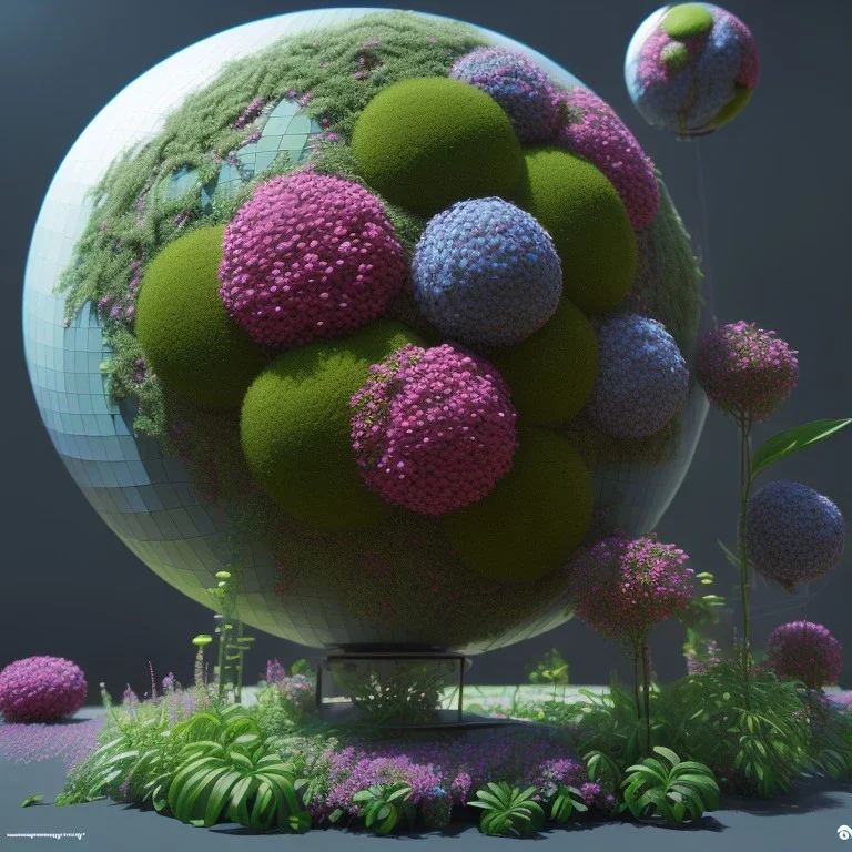 globe, plants and flowers around, kente, cinema 4d, octane render, high detail