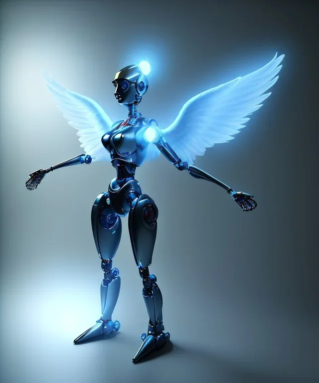 Angel robot, dynamic lighting, hyper realistic