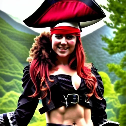 gorgeous female pirate wearing a trihorn hat