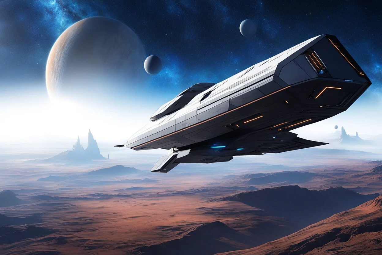 a sleek, futuristic spacecraft called the "Stellar Sentinel"? It's 22 kilometers of cutting-edge technology, equipped with state-of-the-art defense systems that can fend off any intergalactic threats. Picture it zipping through the cosmos, agile and resilient, ready to take on whatever challenges come its way. T