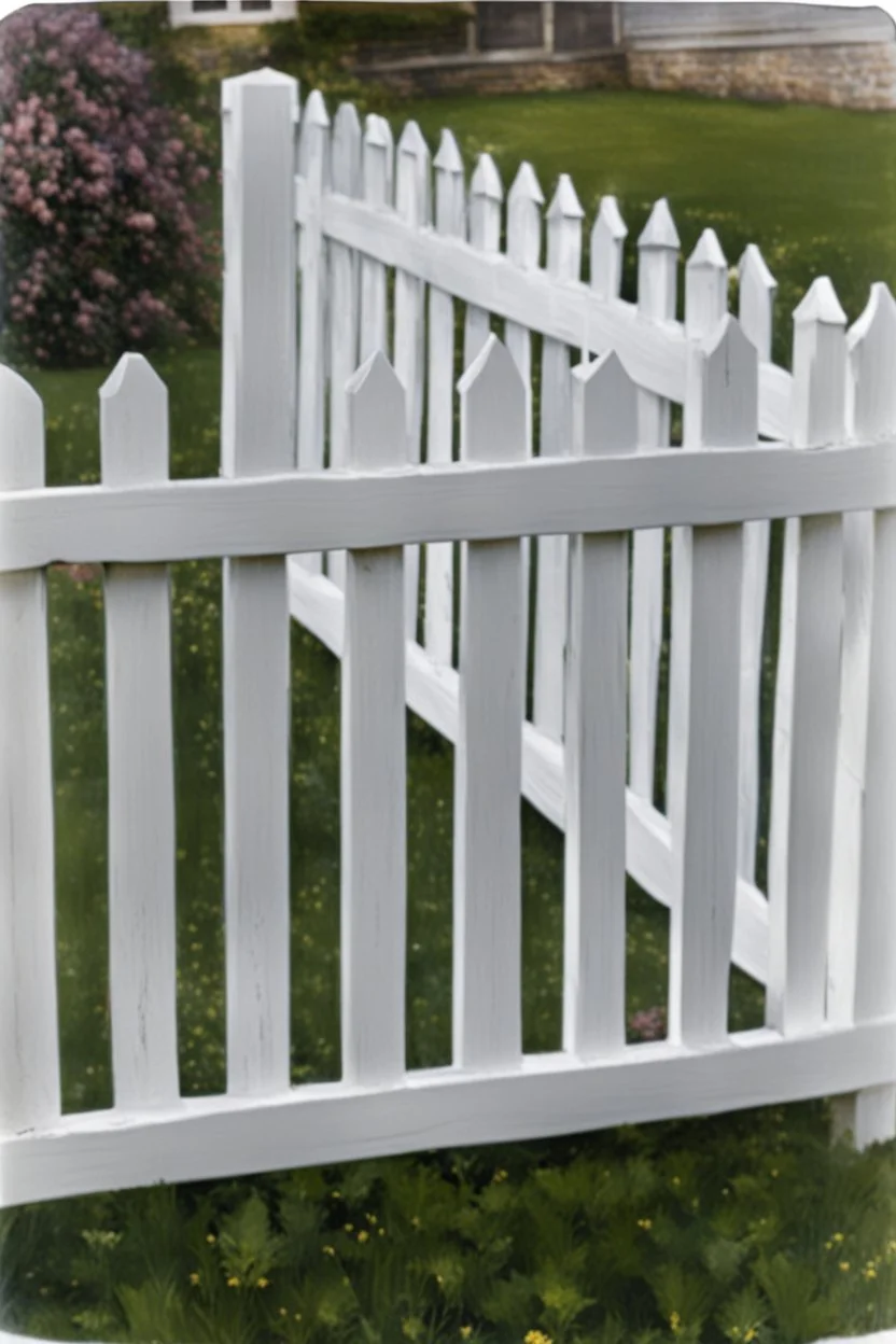 white fence in yard, photograph