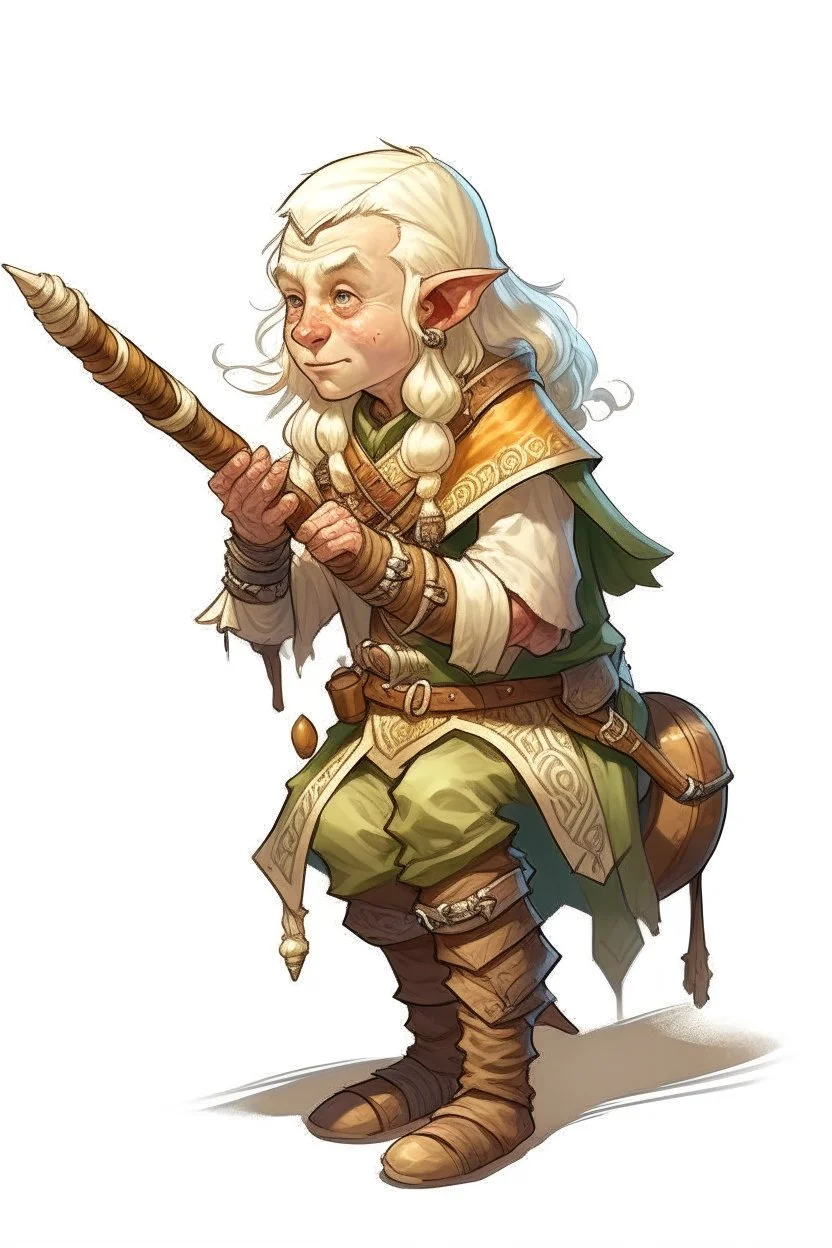 teenage blonde bardic mountain dwarf nomad with silver flute dnd