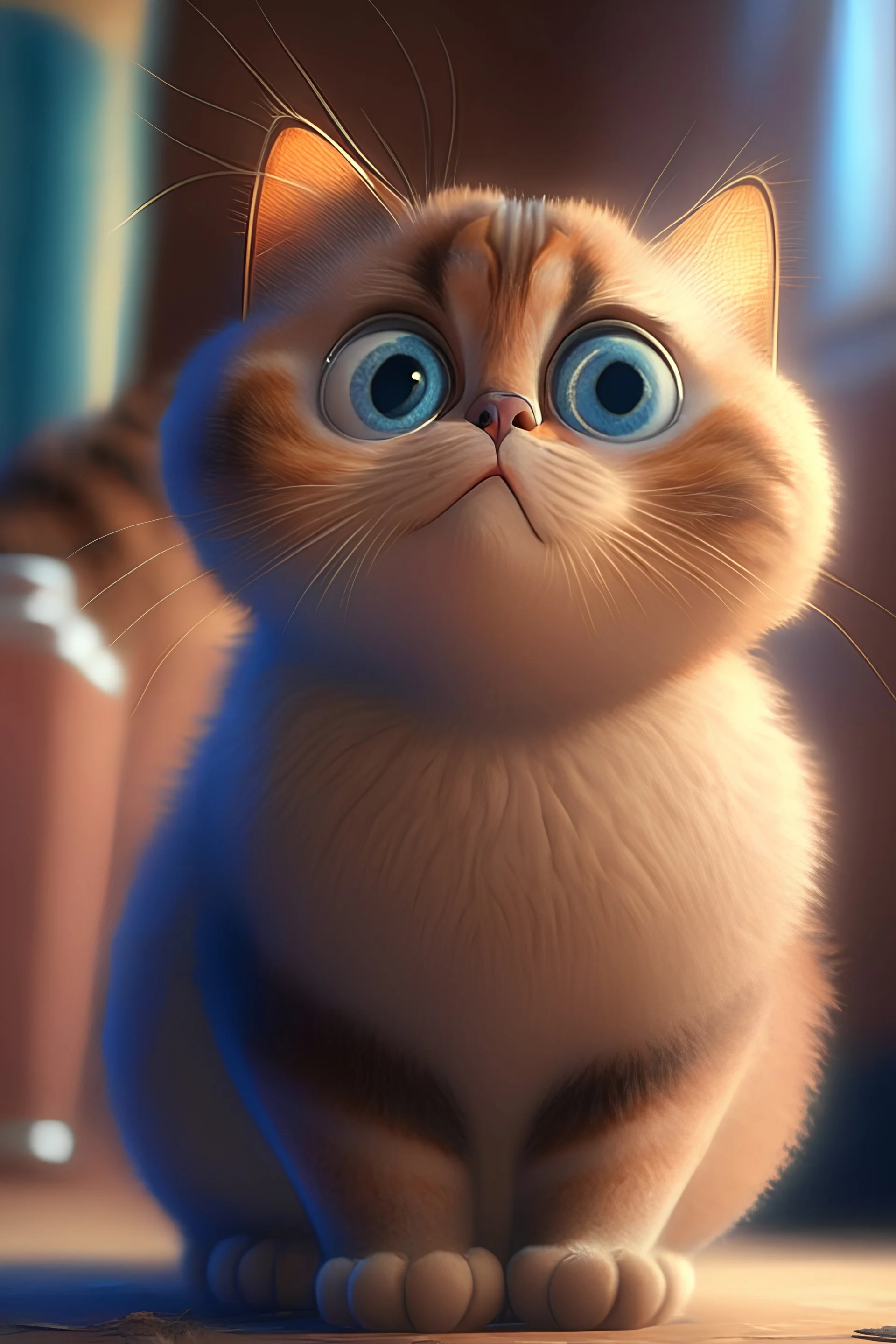 a cat,pixar style