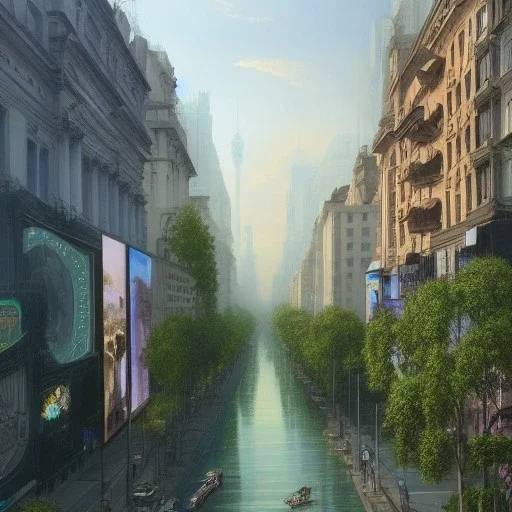 Billboards,river,Times Square,Beaux Arts architecture,+palladio+liveable street+detailed facades+green city,uphill road,trees on walkway,elegant avenue, biopunk+Bueno Aires,vienna,alphonse mucha, greg rutkowski,matte painting, cryengine, hyper detailed, felix kelly, fantasy art, seb mckinnon"