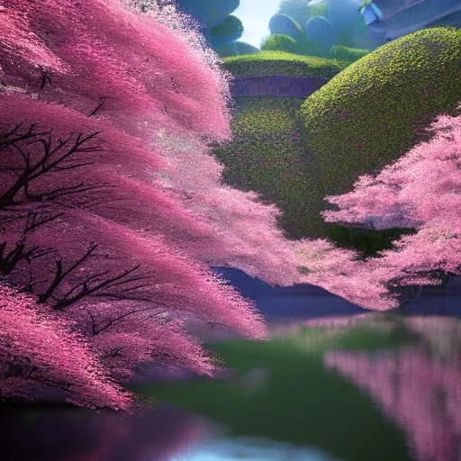 the most stunning, gorgeous cherryblossom tree on a lush island with reflective lake, high-detailed, fine-detailed, intricate, 8k resolution, digital art, detailed matte, volumetric lighting, dynamic lighting, ornate, baroque, illustration, 3D octane render, brian froud, howard lyon, selina french, greg rutowski