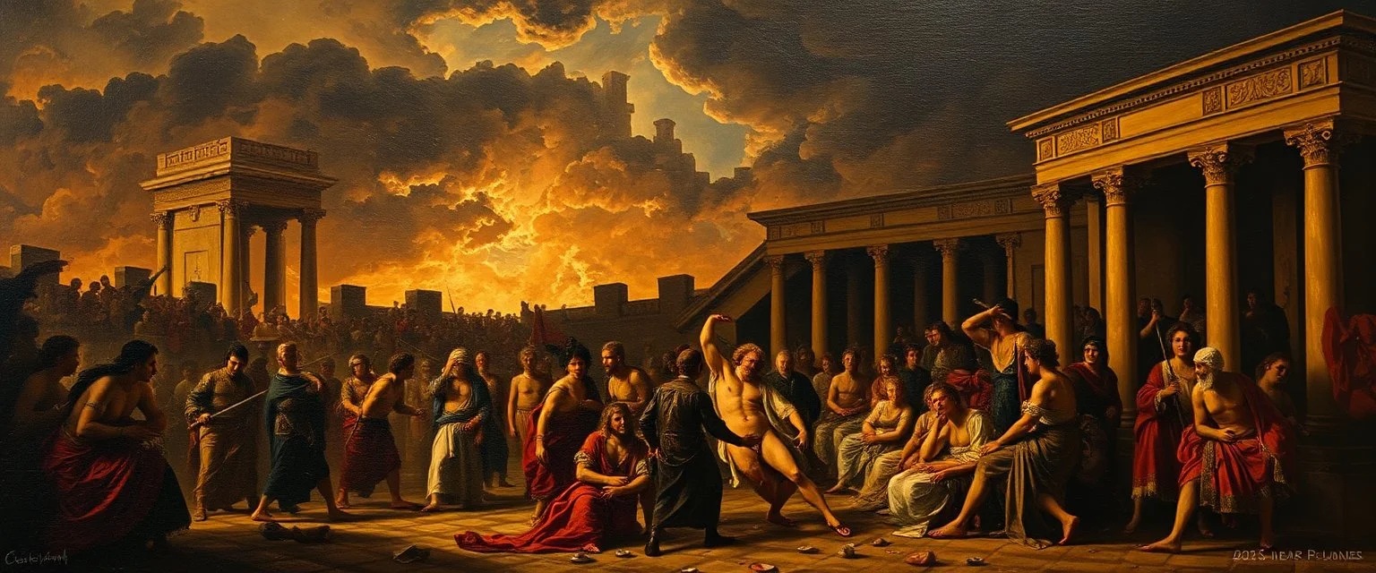 master oil painting by Rembrandt, sodomite in Babylon