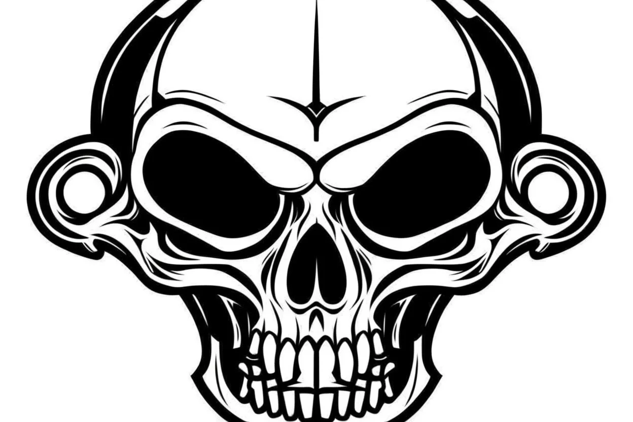 alien head SKULL AND CROSSBONES clip art stencil