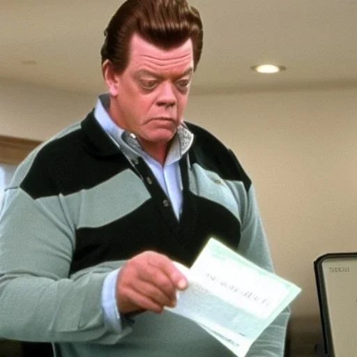 Shooter McGavin from Happy Gilmore diligently paying his taxes