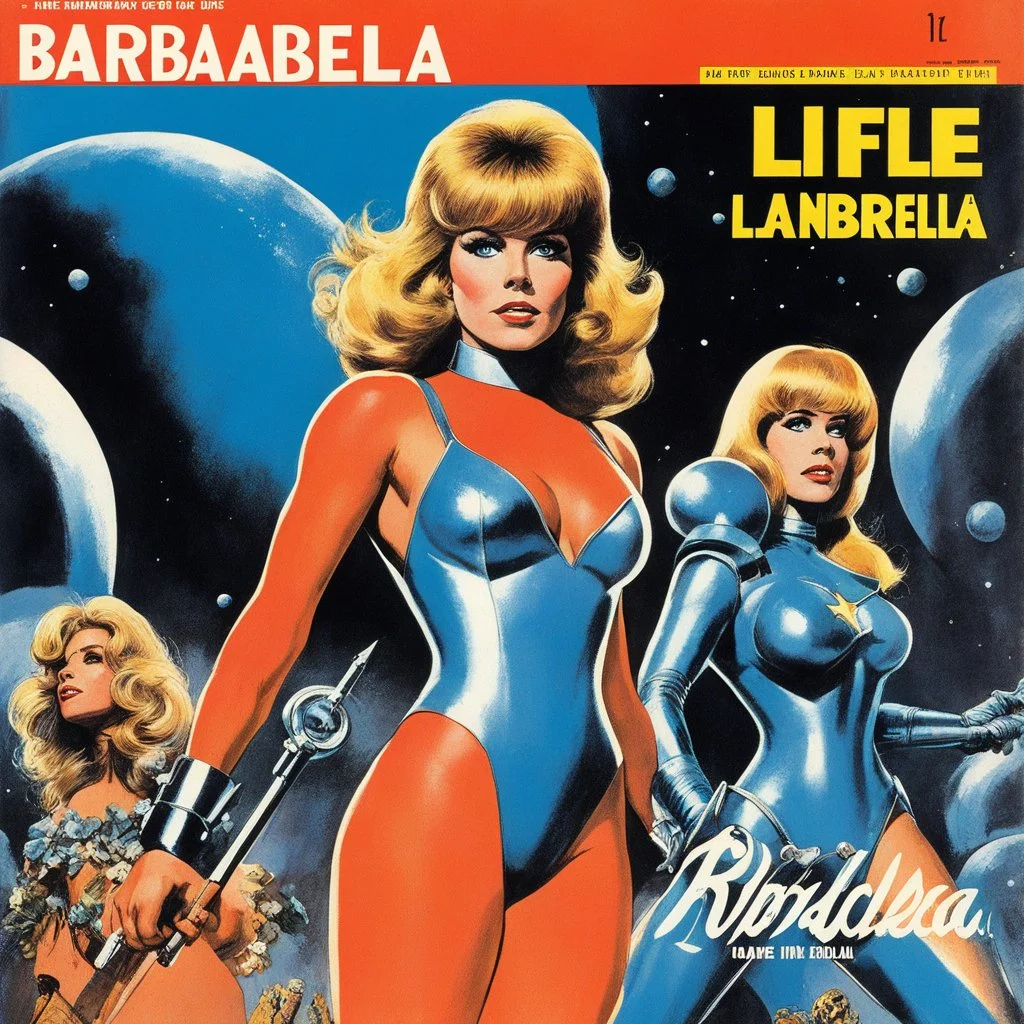 franco-belgian comics style mixed with 70´s oil pulp illustrated by Andrew MacLean: Cover image from the March 29, 1968, issue of LIFE: Jane Fonda in the title role of the movie, Barbarella.