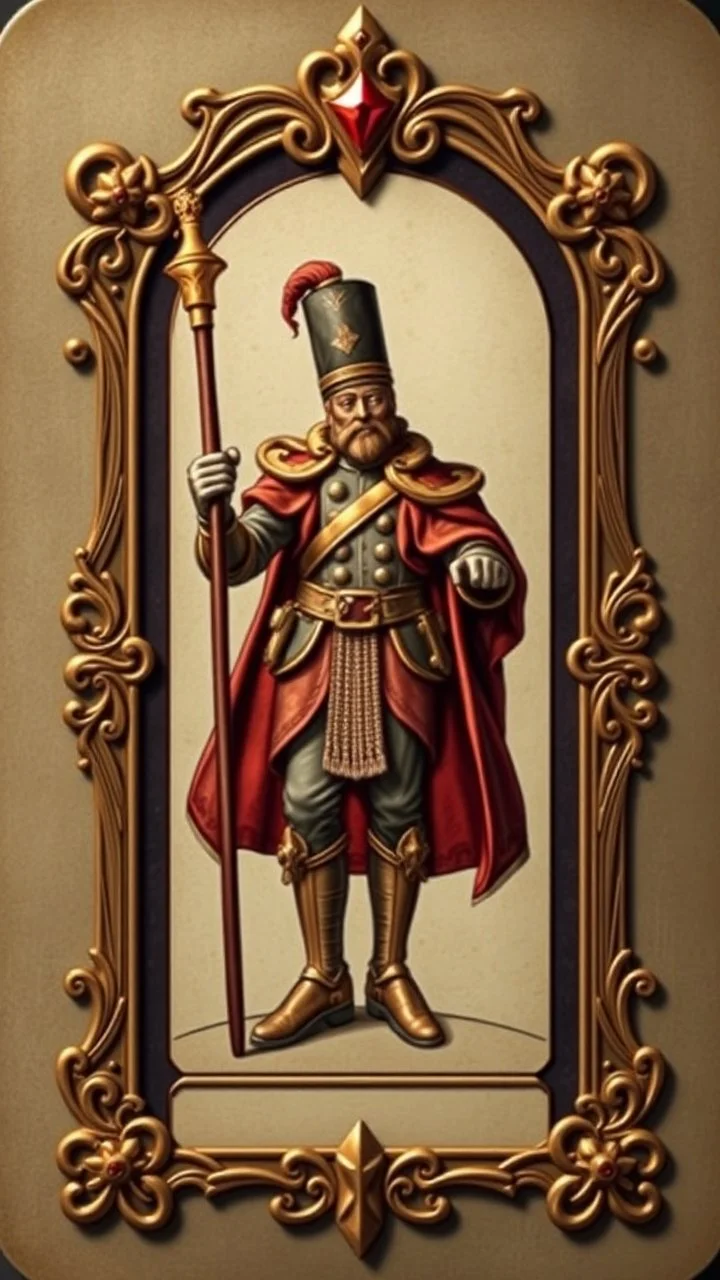 magician foot soldier gem card with ornate frame
