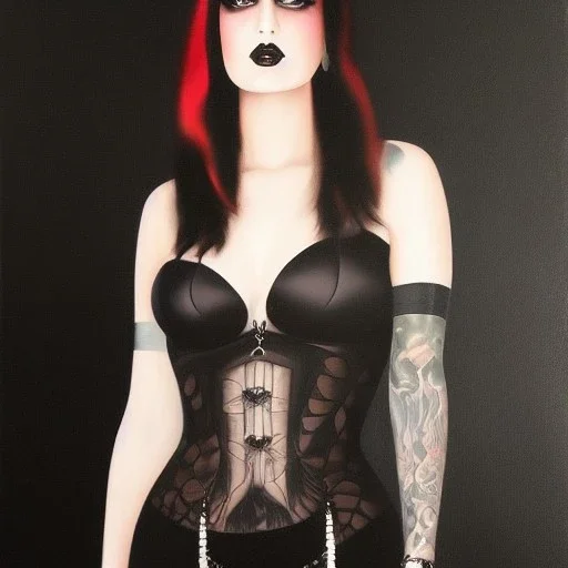 Full body portrait, painting, medium shot lady CrustGoth