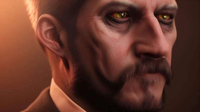 portrait homme satanique avec des yeux de chat photorealiste 4k