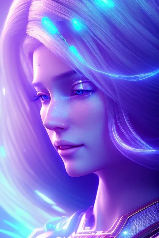 A portrait of a crystalline sexy queen, long hair, smile, blue eyes, atmospheric, realistic, unreal engine, cinematic lighting, octane render.