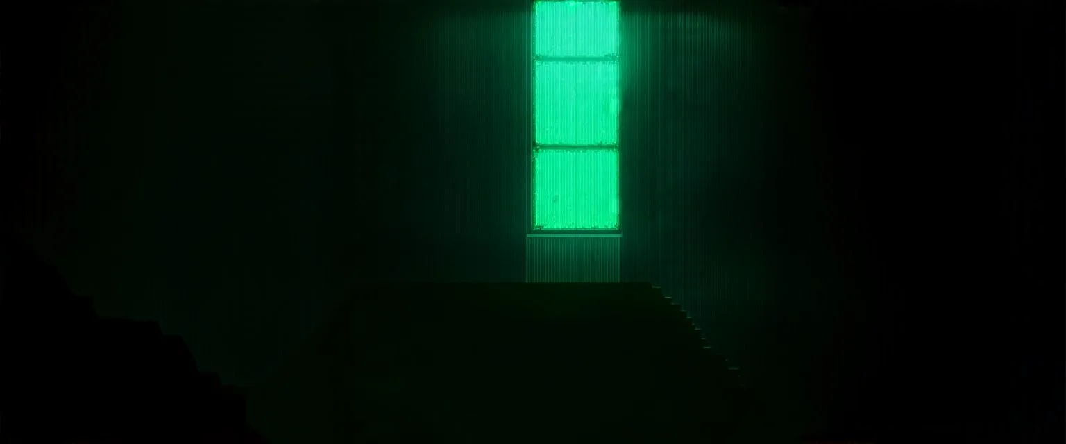 GAME CONCEPT ART .two poin perspective.Station platform and stairs from side .photograph inside of hole .very big ambient.gient station.Inside the old subway tracks, . Low light and closed green moss walls. Like the original design of the game space ,digital art.landscape,far camera old painting,2 Chen and George Hopper, Rembrandt lighting, a dark green color scheme, . --ar 13:16 --v 6. 0 metro game