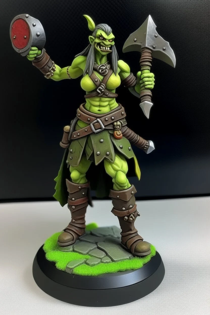 tall female orc platted ponytail pirate barbarian dnd great axe