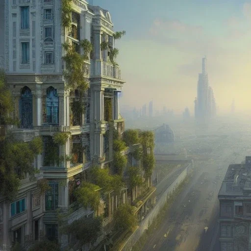 Skyscraper,Harbour,Beaux Arts architecture,+palladio+liveable street+detailed facades+green city,uphill road,trees on walkway,elegant avenue, biopunk+Bueno Aires,vienna,alphonse mucha, greg rutkowski,matte painting, cryengine, hyper detailed, felix kelly, fantasy art, seb mckinnon"