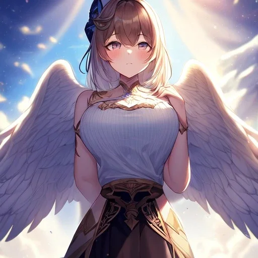 Clear focus,High resolution, Angel, Wearing s split skirt