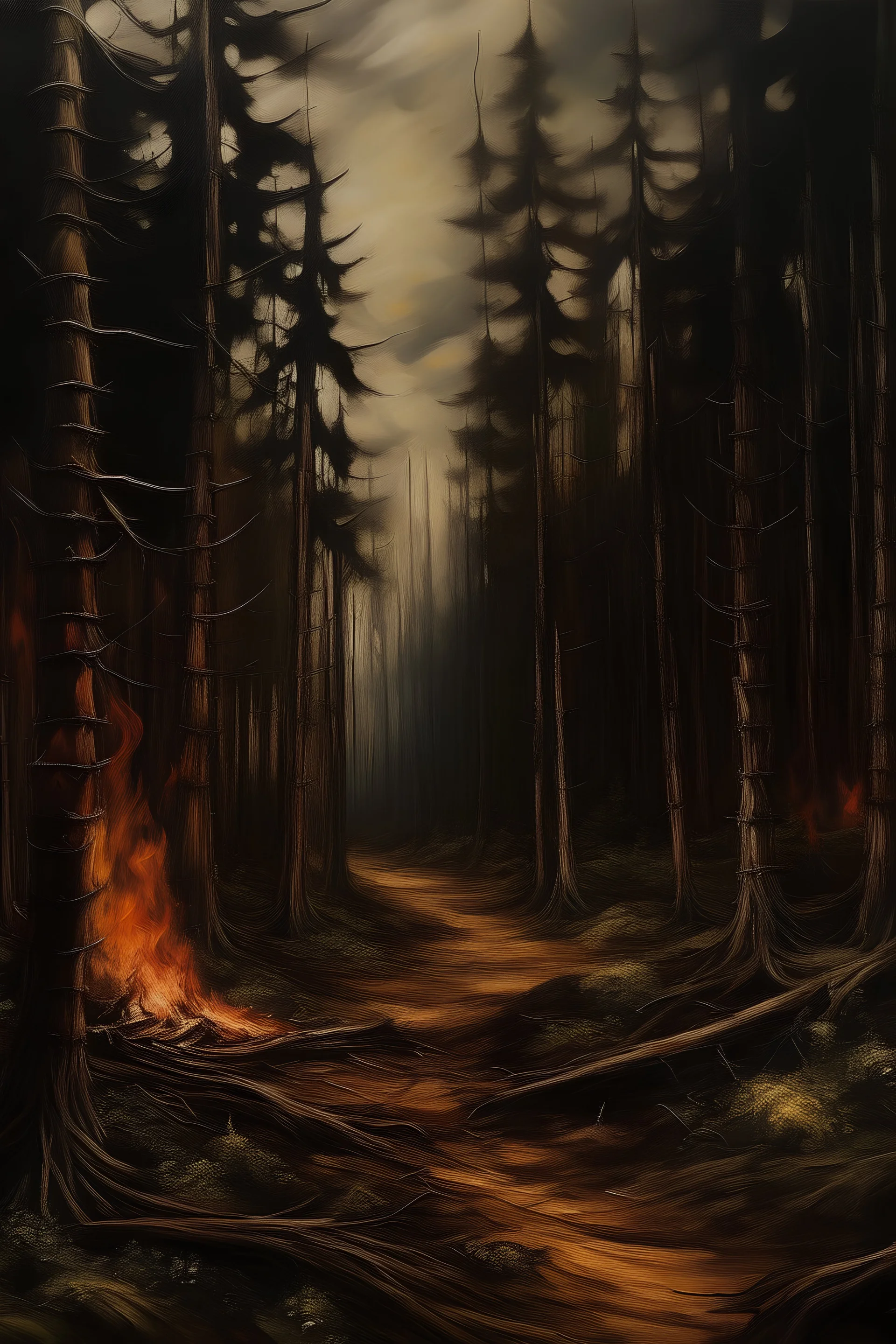 floresta infernal pintura óleo