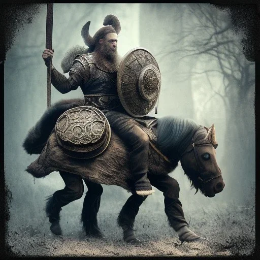 an old viking riding a horse, scary, zombie, steam punk, realistic, made in octane, cinematic, ultra-realistic, extremely detailed octane rendering, 8K, VRAY Super Real ar 2:3, dof photorealistic futuristic 50mm lens hard lighting dark gray tintype photograph, realistic lighting, sepia color