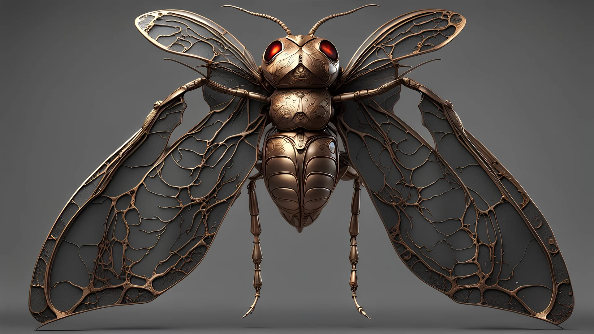 Expressively detailed and intricate 3d rendering of a hyperrealistic “insect wings”: shinning metal, front view, full anatomy, symetric, 4K, cosmic fractals, dystopian, dendritic, stylized fantasy art by Kris Kuksi, artstation: award-winning: professional portrait: atmospheric: commanding: fantastical: clarity: 16k: ultra quality: striking: brilliance: stunning colors: masterfully crafted.