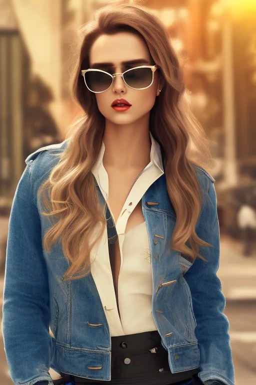 supper star, detailed face. Beautiful woman. big retro sunglasses, Full body ,standing pose,highly detailed, hyperdetailed standing on street, complex, 8K, HD