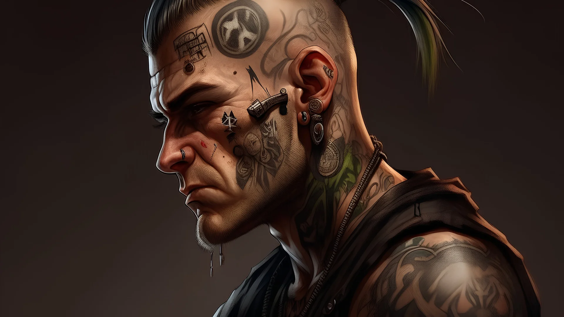 drawing, male hooligan punk, tattoo, high resolution, Artstation trends, fine details, 8K