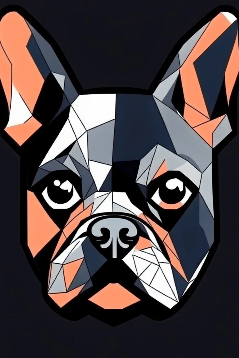 French bulldog face geometric minimalistic cartoon