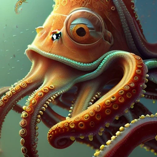  portrait of an octopus in the style of Chris Ryniak