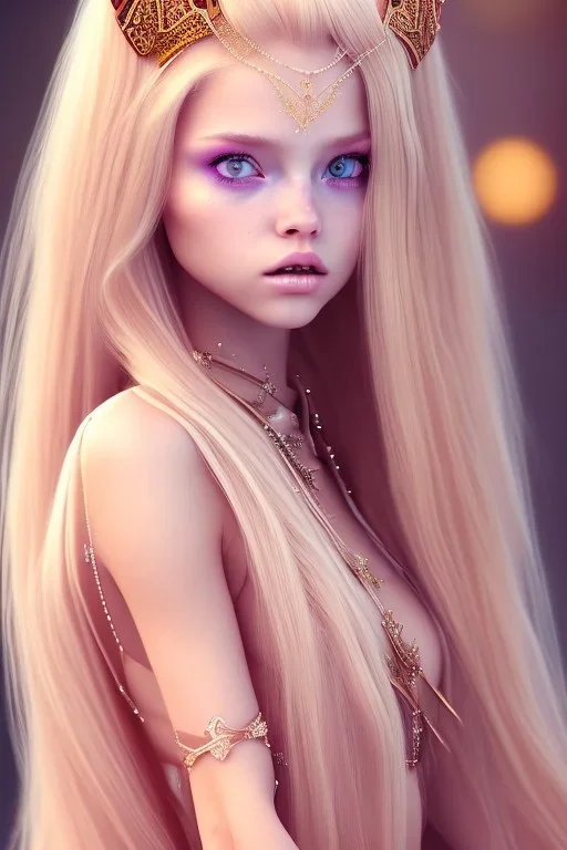  petite princesse cosmique, cheveux long blond, jolie, yeux fins, belles lèvres, vray, cgi,cinema 4d