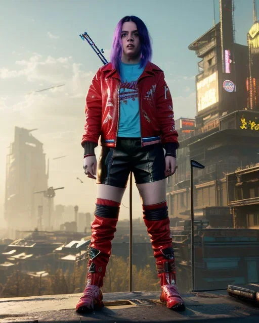 Billie Eilish, in stockings, cyberpunk2077