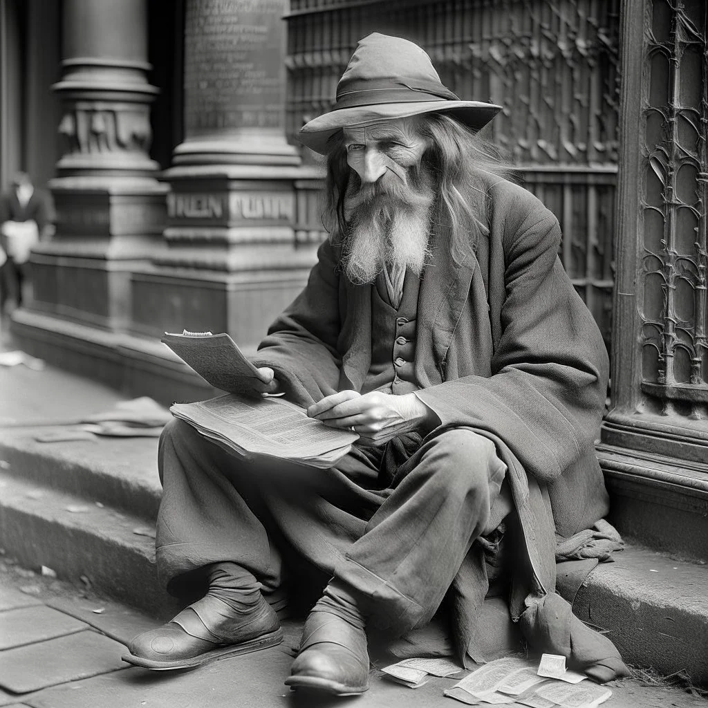 1920s homeless person with occult knowledge