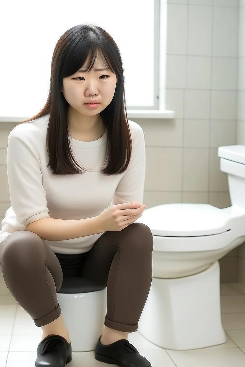 a beautiful asian girl pooping