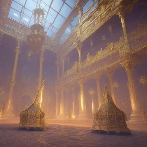 The palace of magic king, huge structure, panoramic view, zoomed out view of the exterior, mysterious, soft lighting, unreal engine 5 volumetric lighting, intricate details, realistic style, 8k resolution