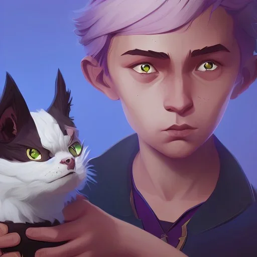 Portrait of a magical kid with his pet by Nick Harris