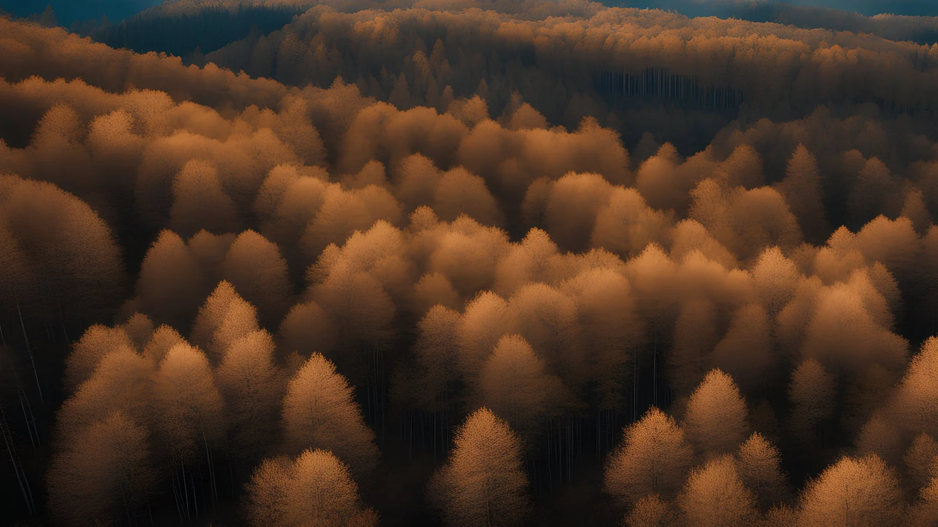 an aerial view of a leafless forest