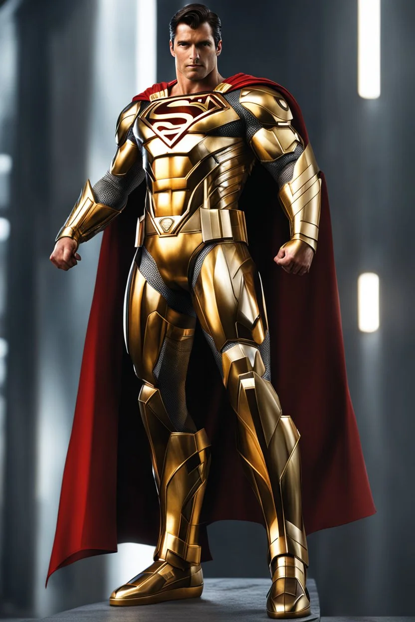 Full body superman Futuristic armour Chromecast golden shines