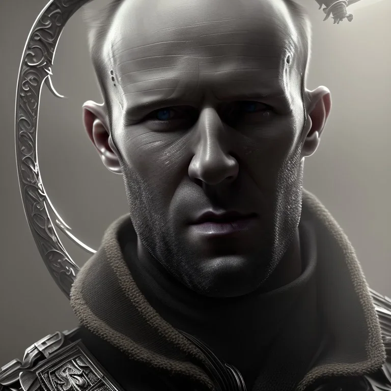 Jason Statham, long black hair, elemental face, Unreal Engine 5, highly detailed, highest quality, digital painting, complex 3d render, unreal engine render, insane detail, intricate photograph quality, magnificent, majestic, highly intricate, Realistic photography, grand hall, wicked throne, holding scepter, crown of barbwire, dark color palette, metallic, highly detailed, highest quality, digital painting