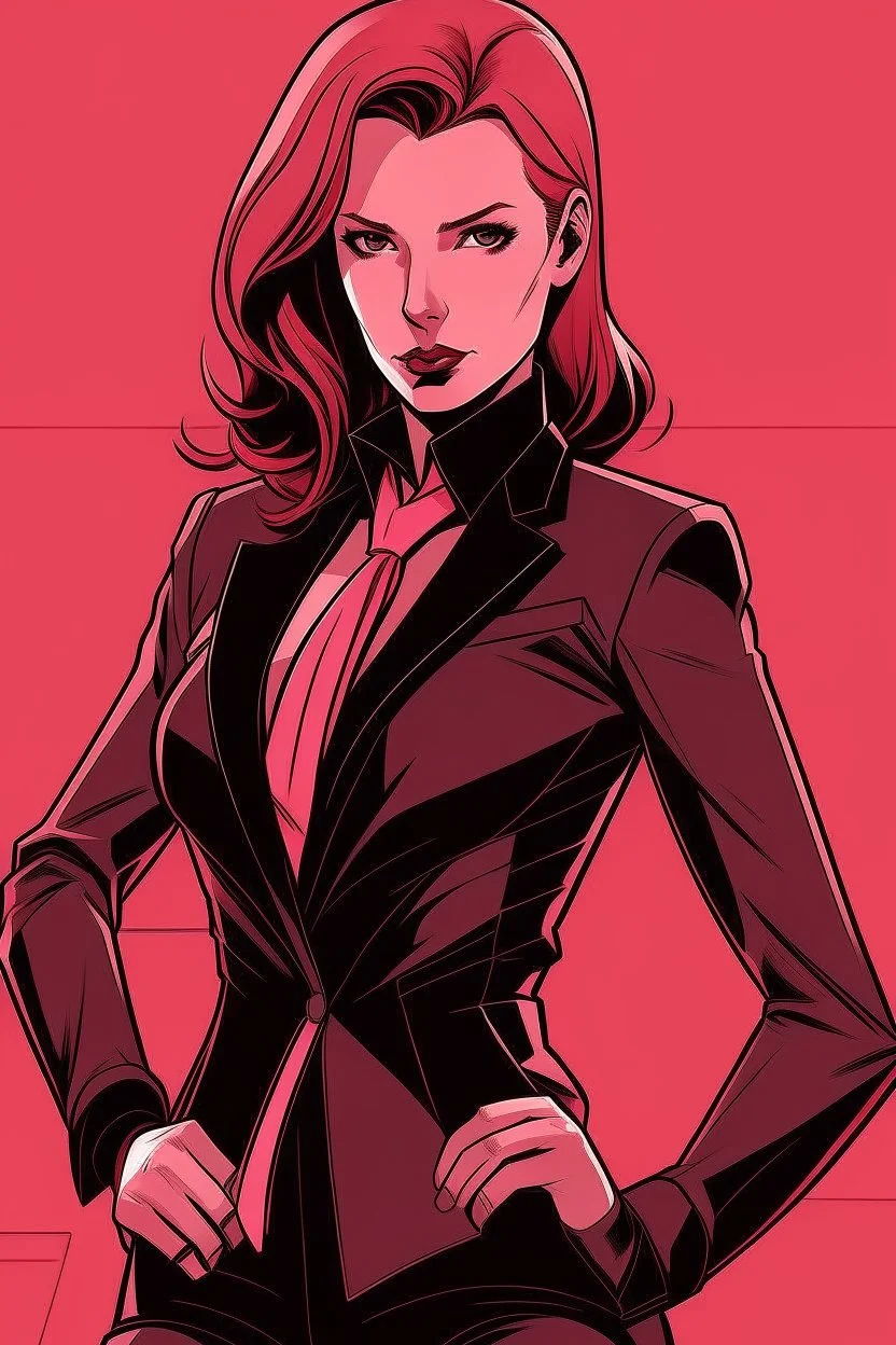 black widow in a pink suit