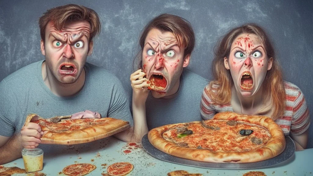 married couple very mad about moldy pizza