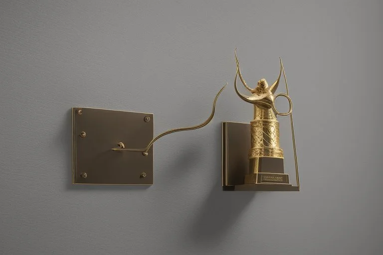 creative trophy with his hand like winner