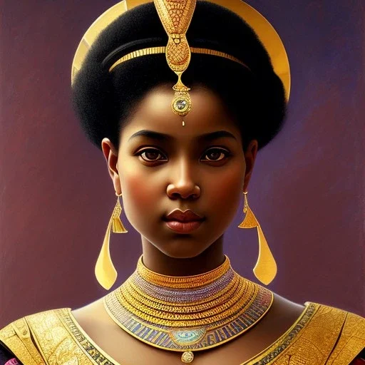 :Portrait of Cleopatra princess:: : ILYA REPIN Portrait of a Negress (1907) :: : Egyptian makeup :: : lithograph, ink drawing :: : trending on artstation, insane details :: : Chie Yoshii style::